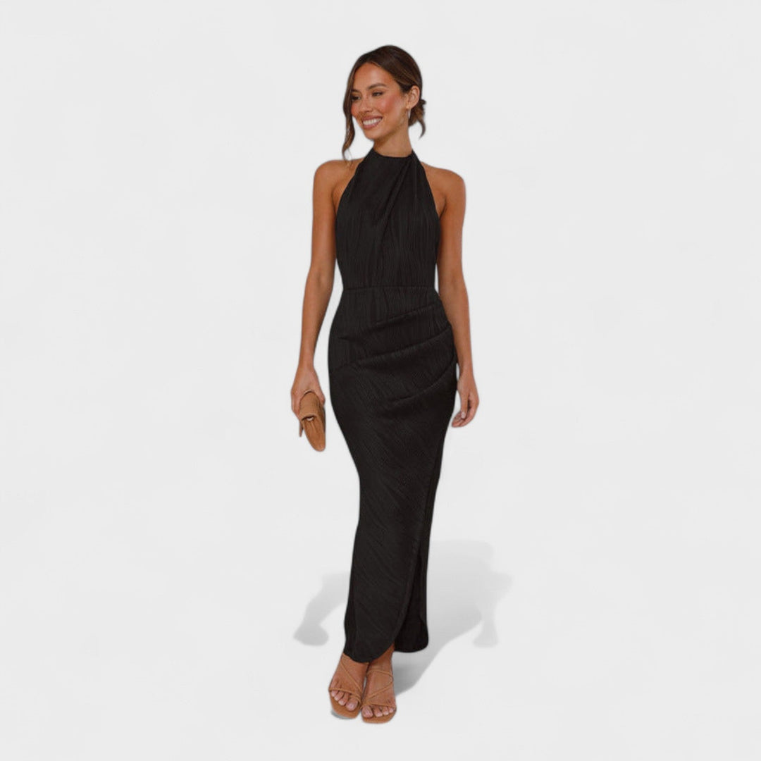 Vintém d'Ouro - Vestido longo com pregas