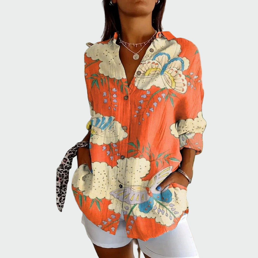 Vintém d'Ouro - Camisa estilosa com estampa floral