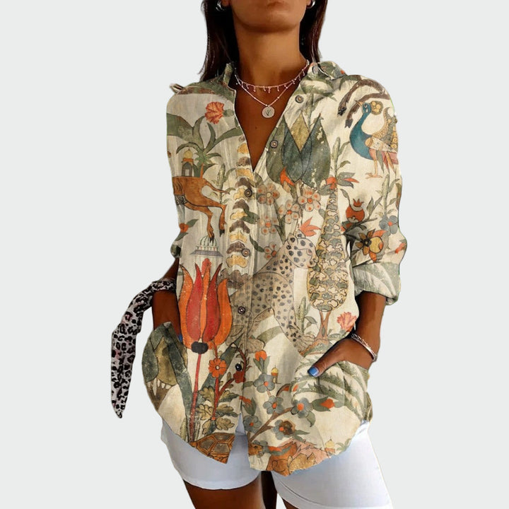 Vintém d'Ouro - Camisa estilosa com estampa floral