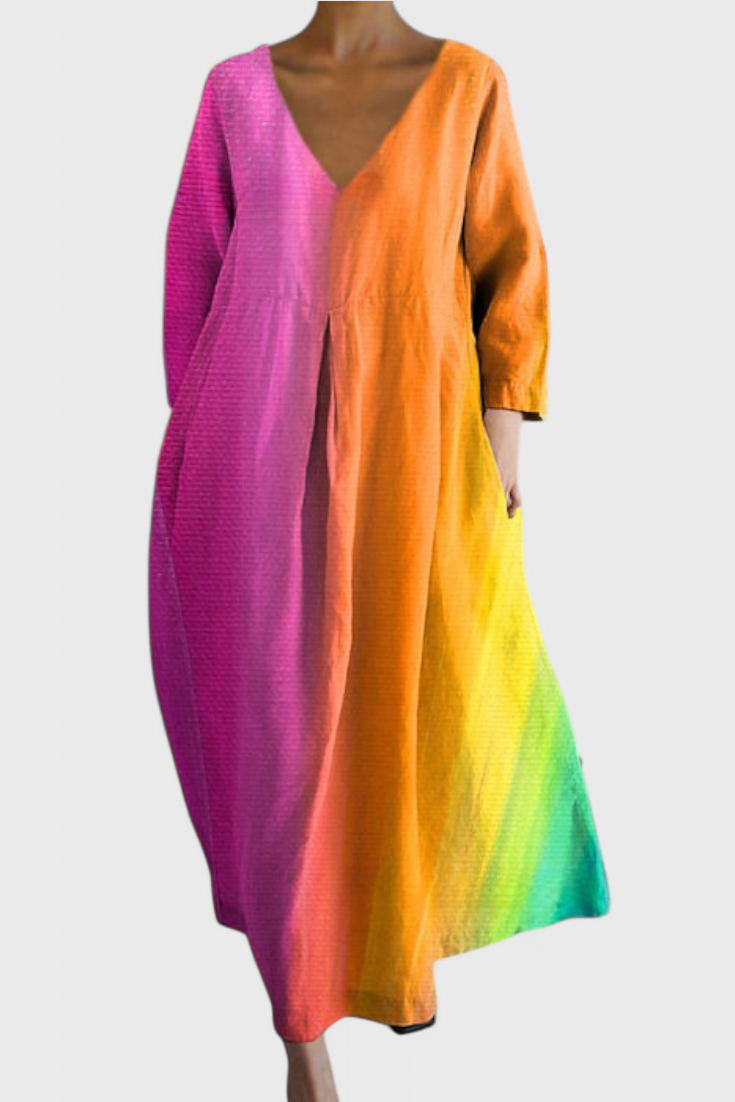 Vintém d'Ouro - Vestido Fluido com Estampa