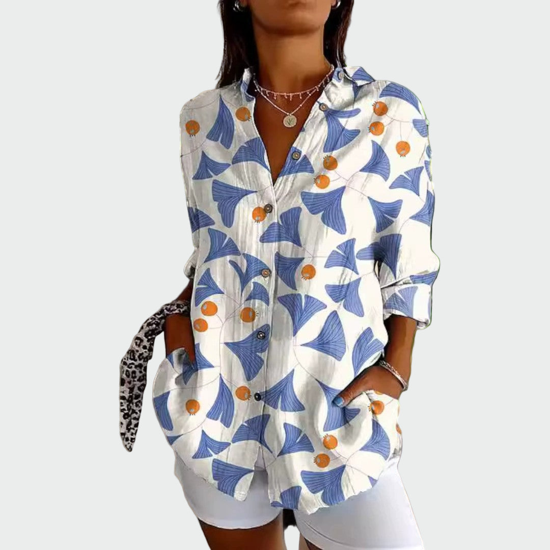 Vintém d'Ouro - Camisa estilosa com estampa floral
