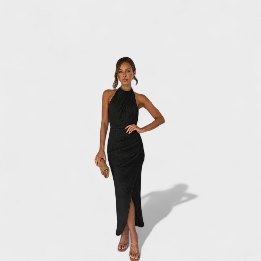 Vintém d'Ouro - Vestido longo com pregas