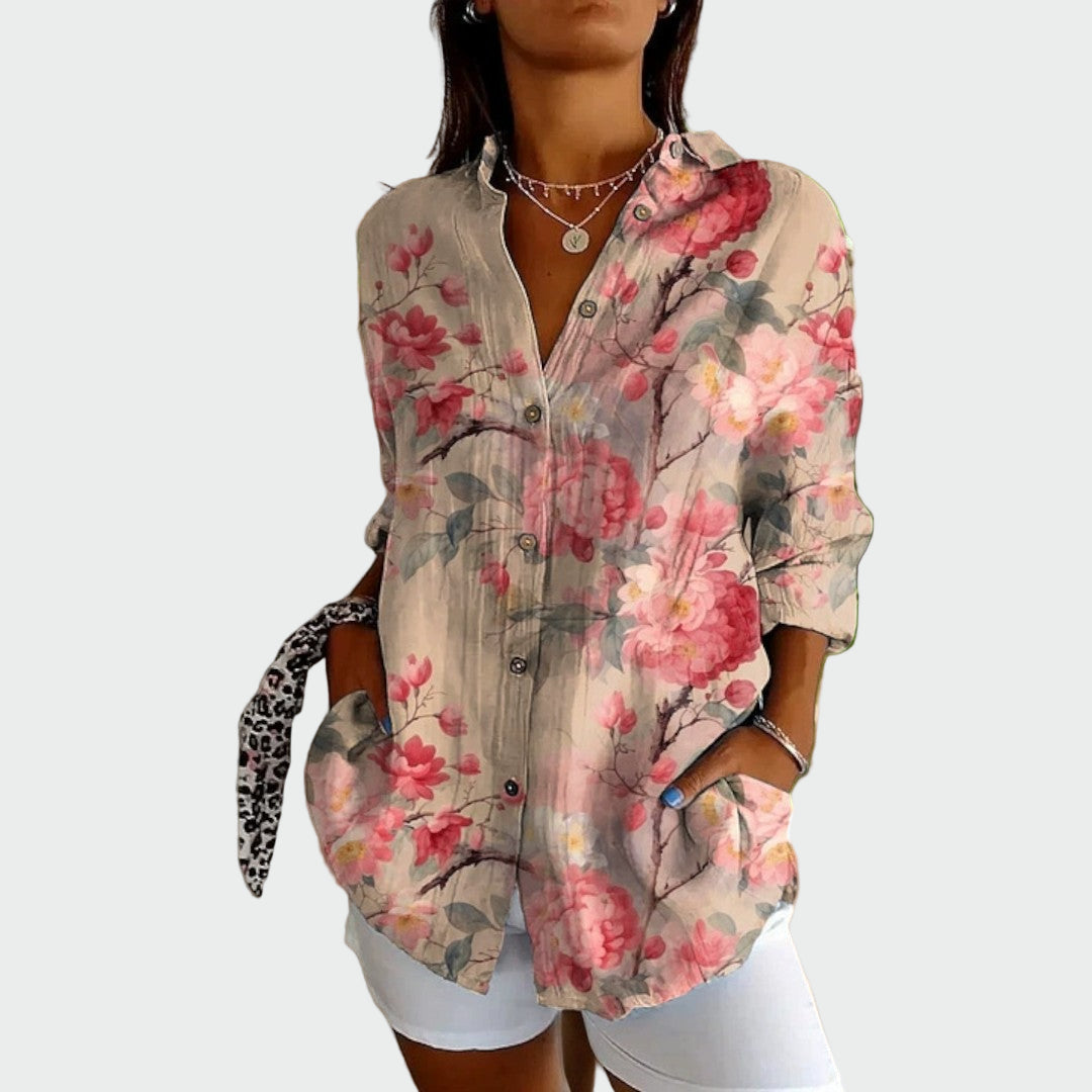 Vintém d'Ouro - Camisa estilosa com estampa floral