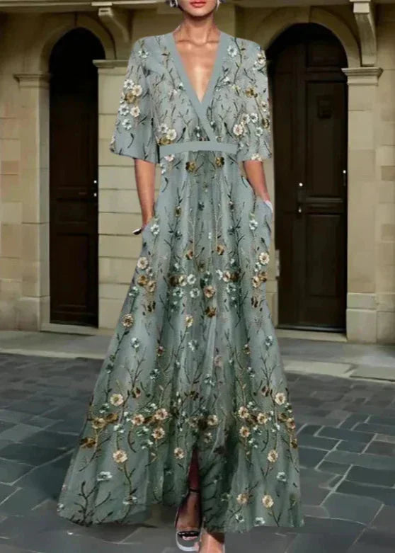 Vintém d'Ouro - Vestido maxi floral elegante
