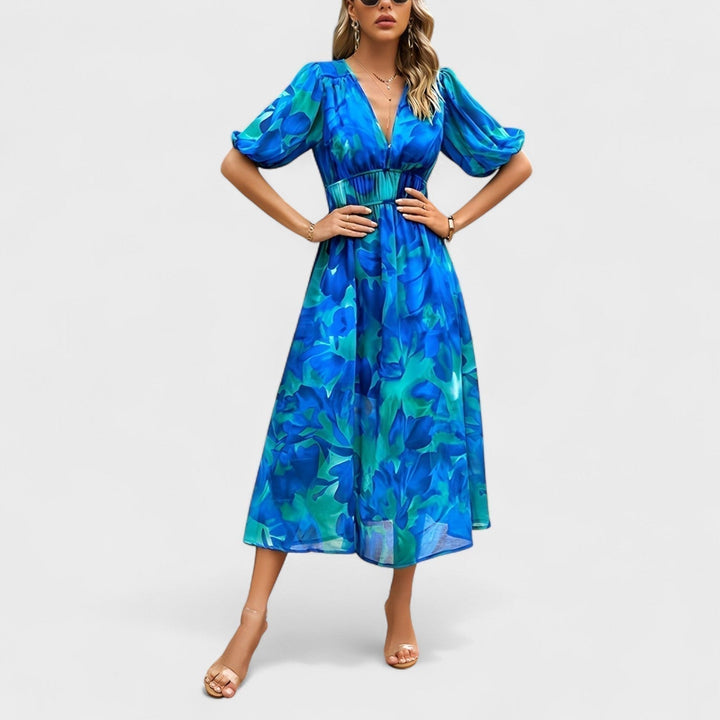 Vintém d'Ouro - Vestido Midi Floral Elegante