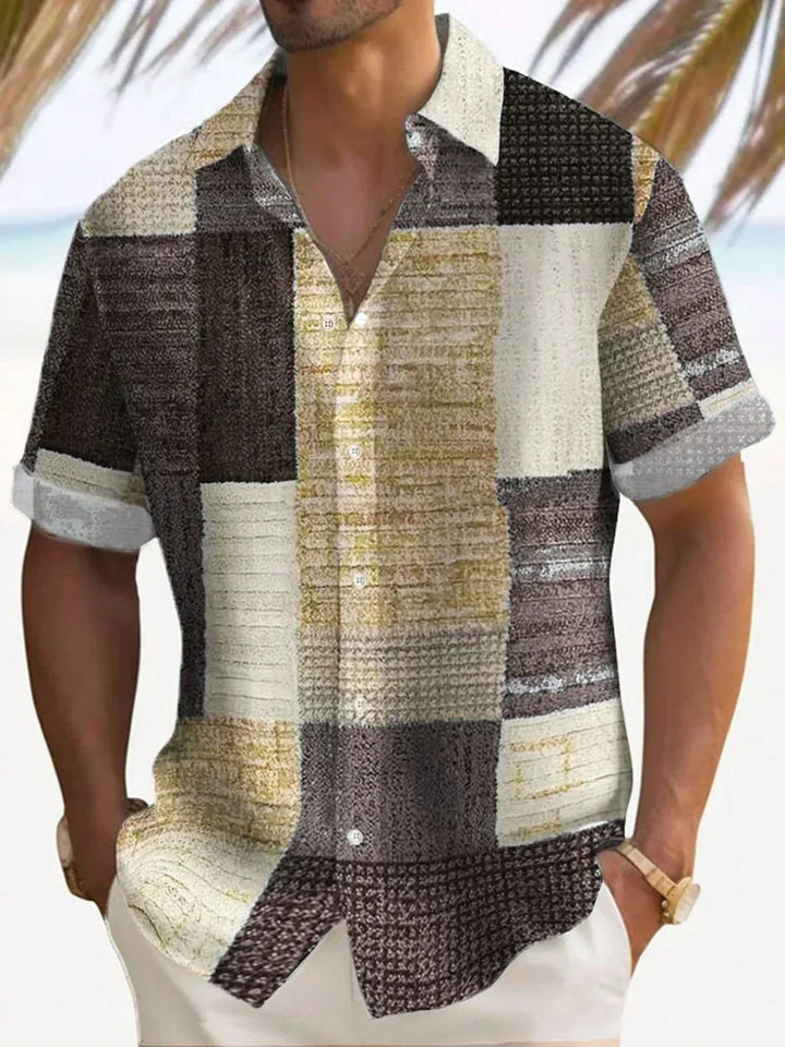 Vintém d'Ouro - Camisa elegante em patchwork