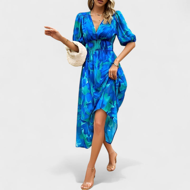 Vintém d'Ouro - Vestido Midi Floral Elegante