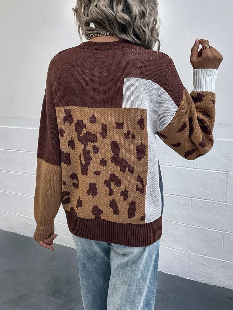 Vintém d'Ouro - Suéter vintage de leopardo em patchwork