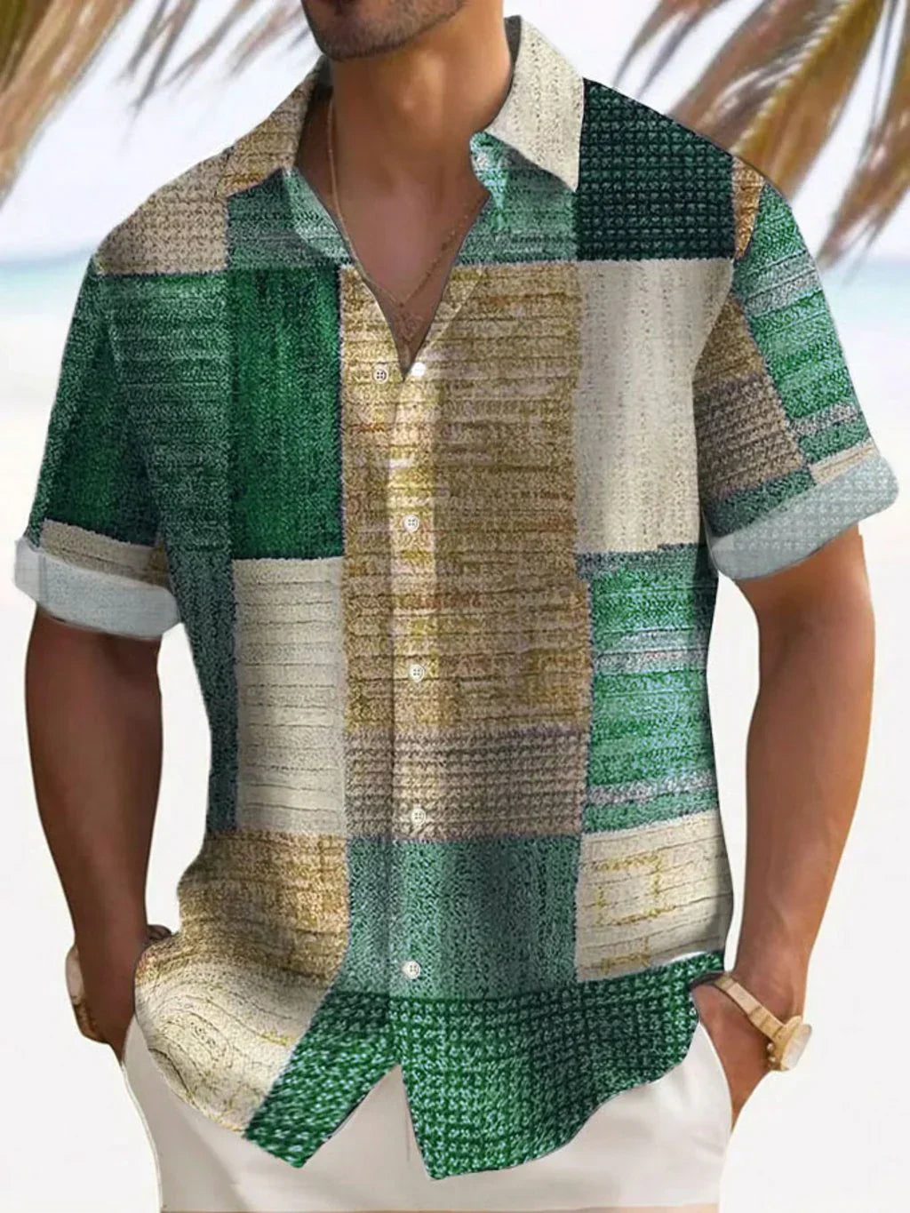 Vintém d'Ouro - Camisa elegante em patchwork