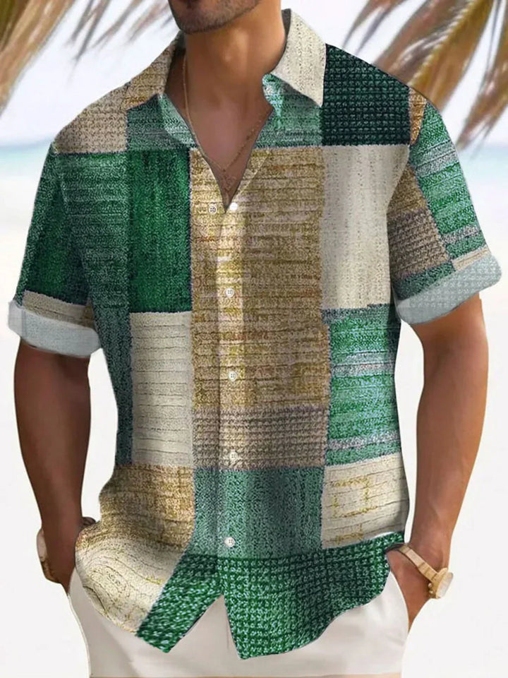 Vintém d'Ouro - Camisa elegante em patchwork