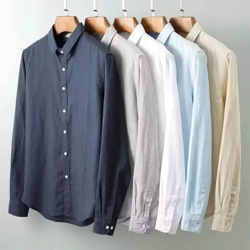 Vintém d'Ouro - Camisa casual de algodão e linho