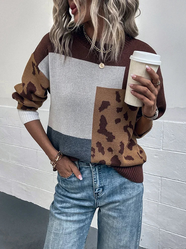 Vintém d'Ouro - Suéter vintage de leopardo em patchwork