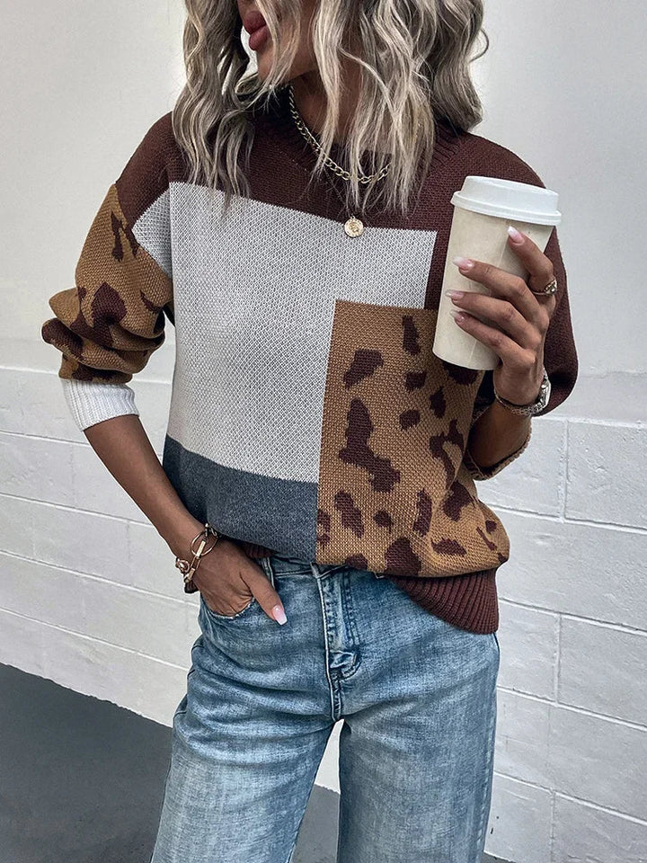 Vintém d'Ouro - Suéter vintage de leopardo em patchwork