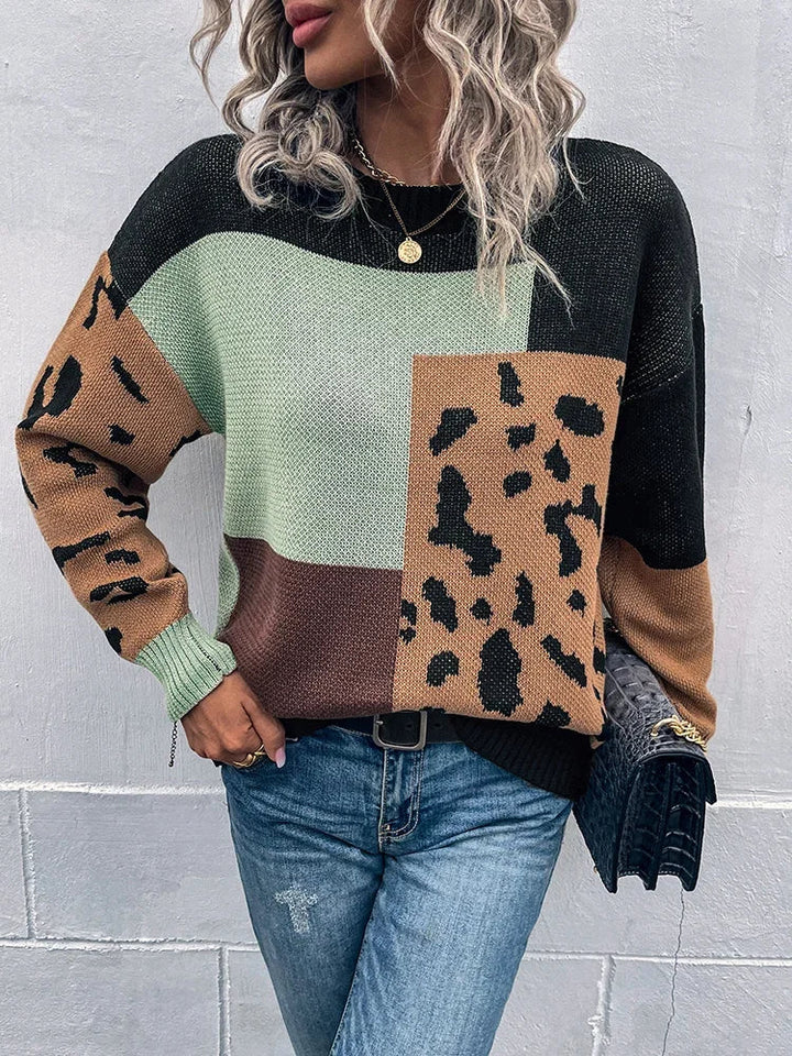 Vintém d'Ouro - Suéter vintage de leopardo em patchwork