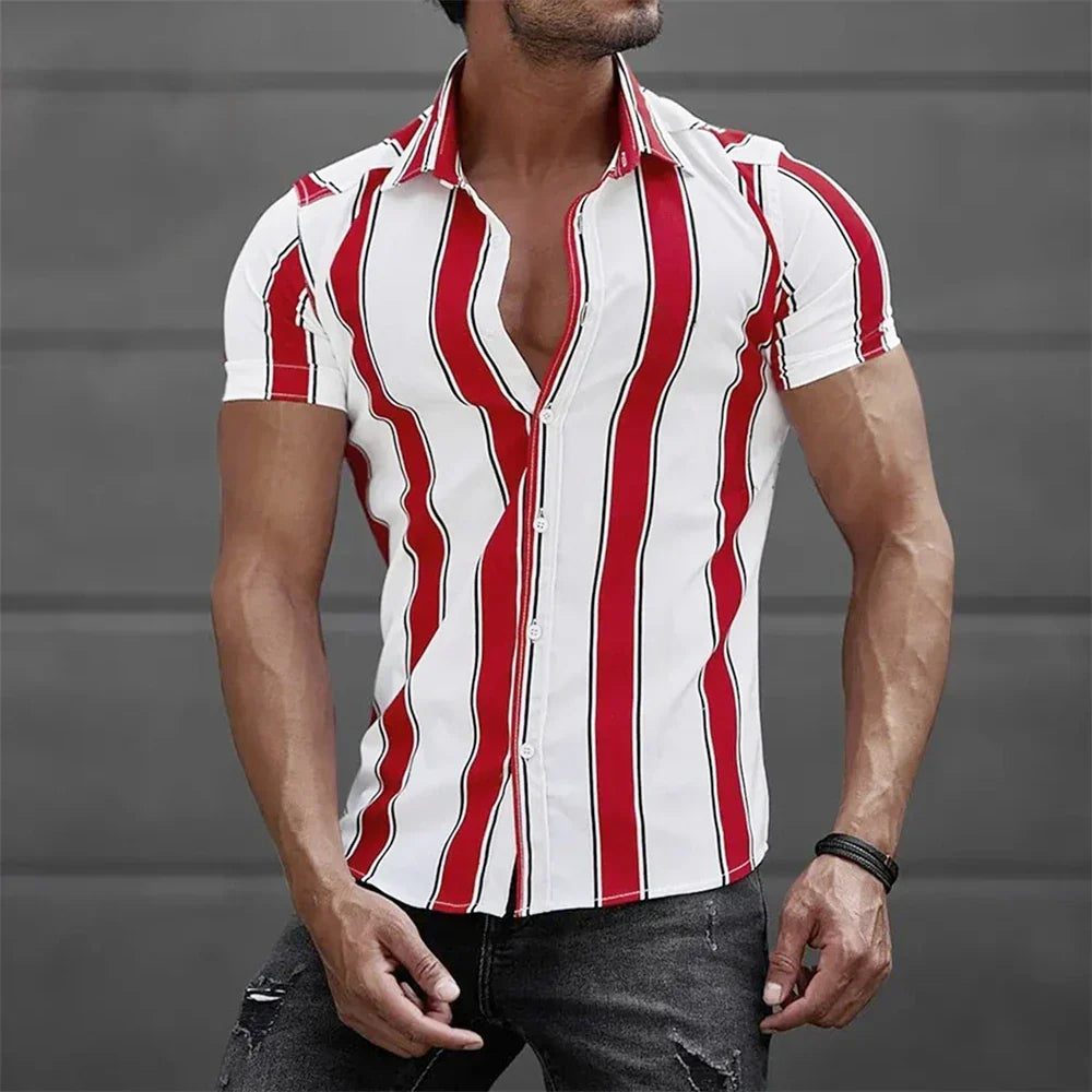 Vintém d'Ouro - Camisa de verão listrada de manga curta