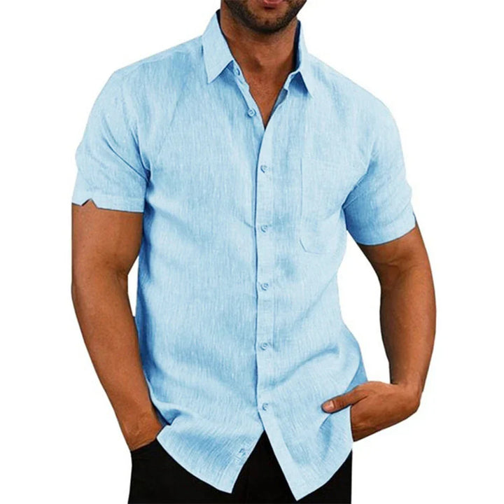 Vintém d'Ouro - Camisa de manga curta em linho e algodão