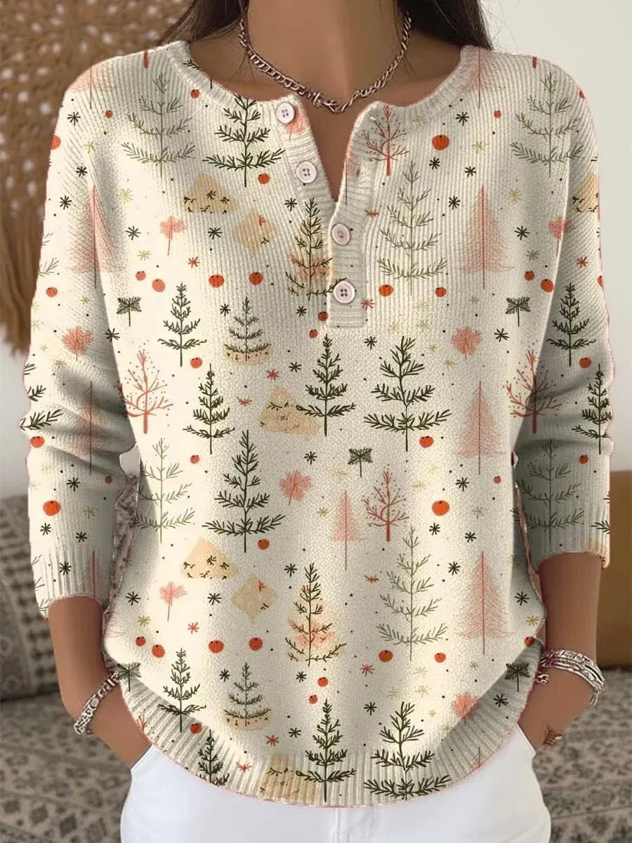 Vintém d'Ouro - Camisola de Natal Quente com Estampa Festiva