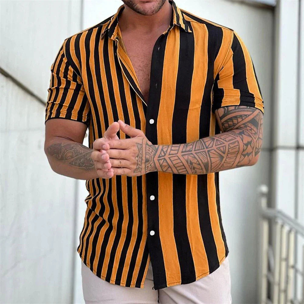 Vintém d'Ouro - Camisa de verão listrada de manga curta