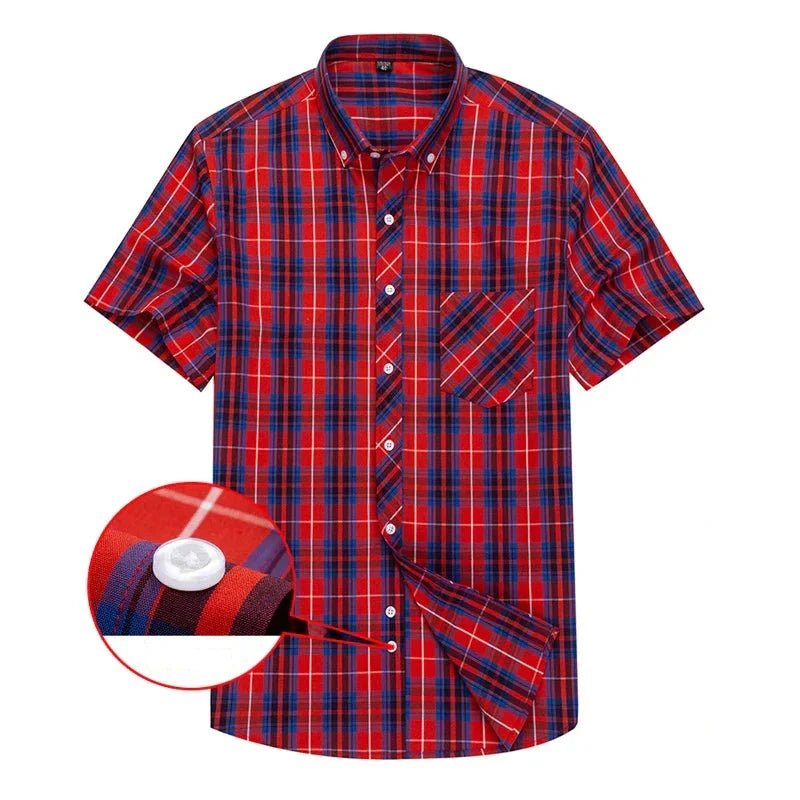 Vintém d'Ouro - Camisa de algodão xadrez de manga curta