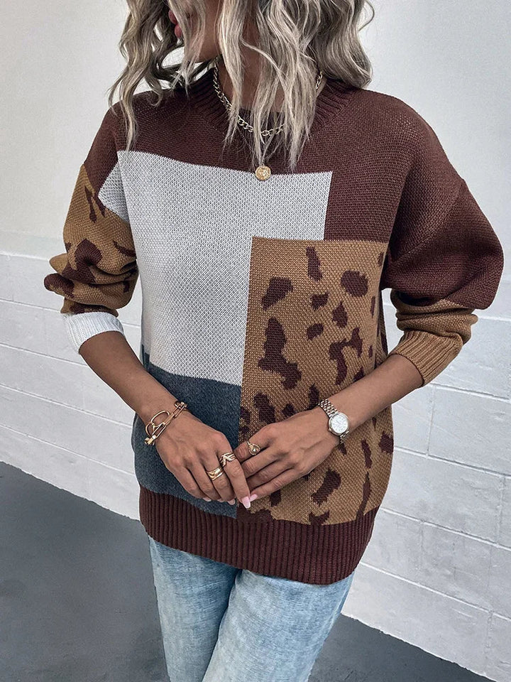 Vintém d'Ouro - Suéter vintage de leopardo em patchwork