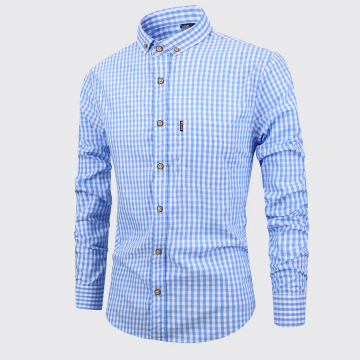 Vintém d'Ouro - Camisa de algodão xadrez elegante