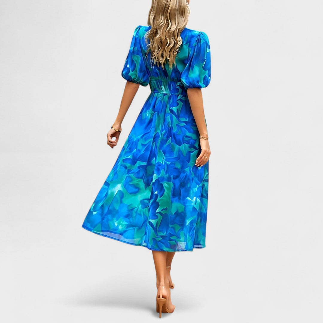 Vintém d'Ouro - Vestido Midi Floral Elegante