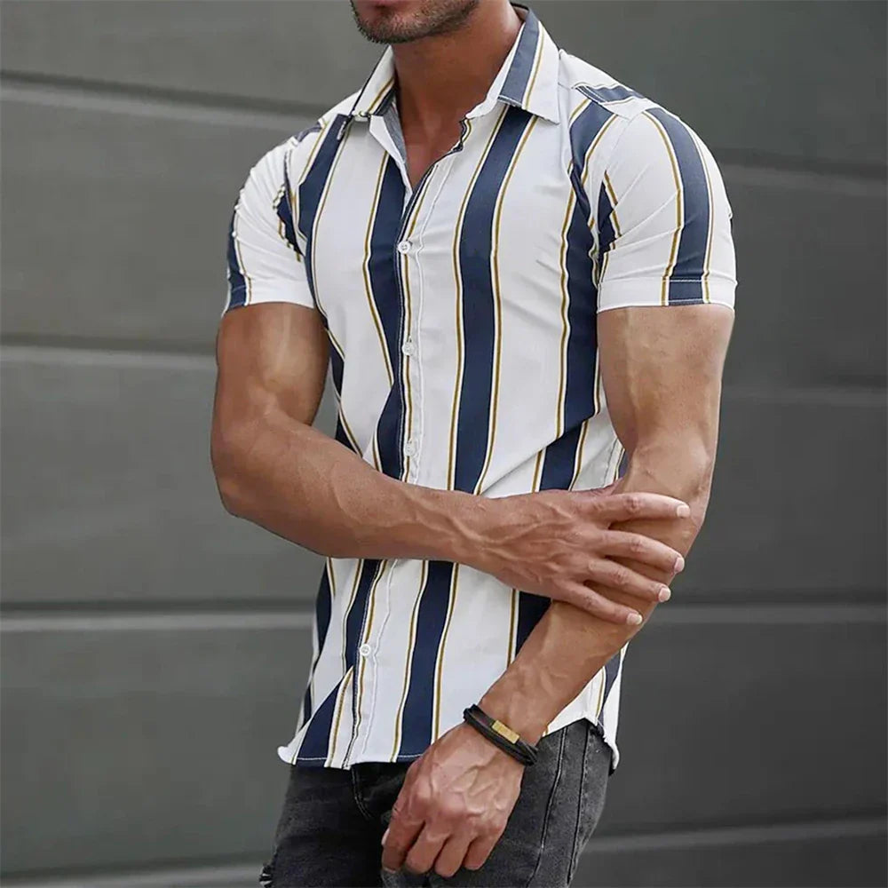 Vintém d'Ouro - Camisa de verão listrada de manga curta