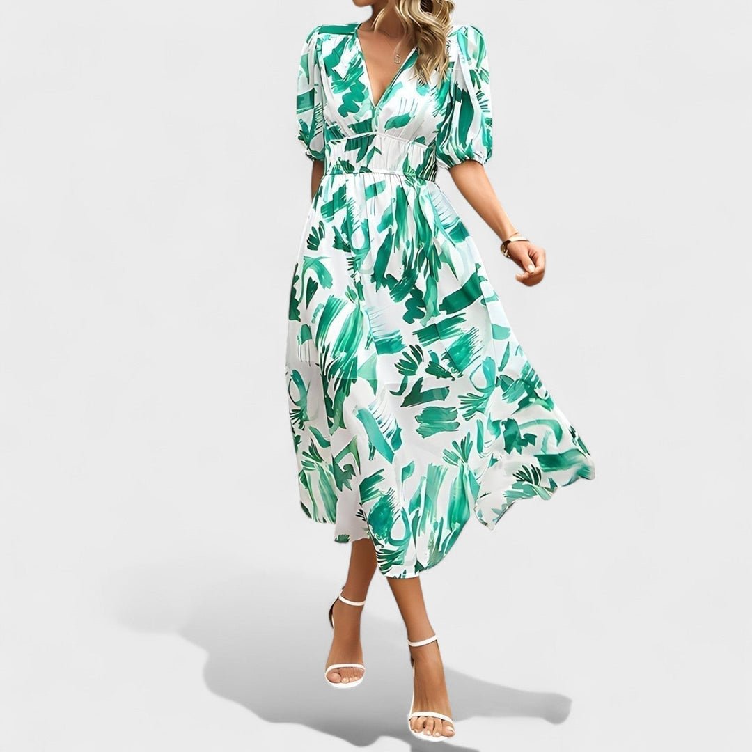 Vintém d'Ouro - Vestido Midi Floral Elegante