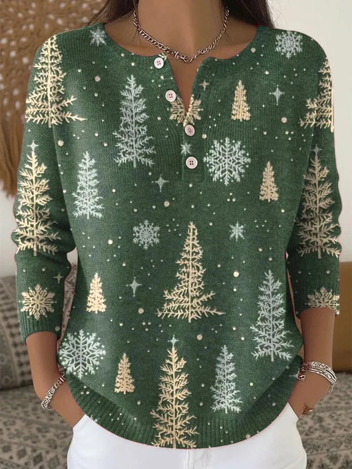 Vintém d'Ouro - Camisola de Natal Quente com Estampa Festiva