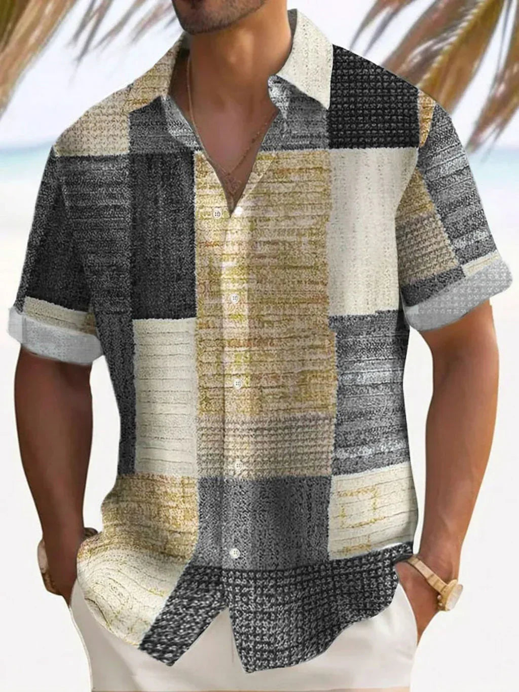 Vintém d'Ouro - Camisa elegante em patchwork