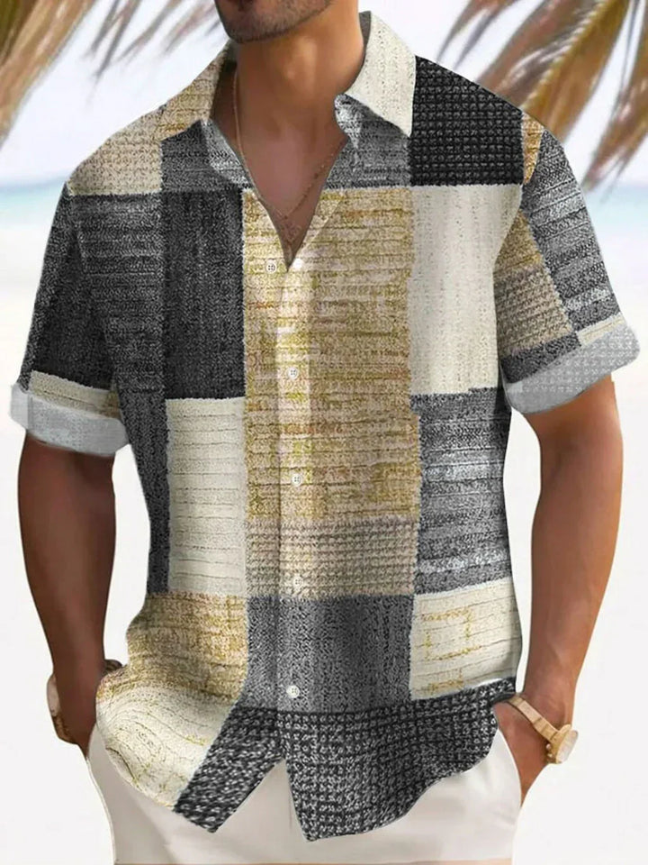 Vintém d'Ouro - Camisa elegante em patchwork