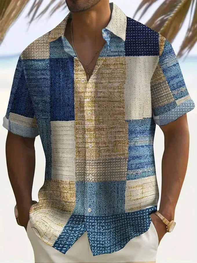 Vintém d'Ouro - Camisa elegante em patchwork