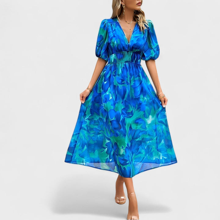 Vintém d'Ouro - Vestido Midi Floral Elegante