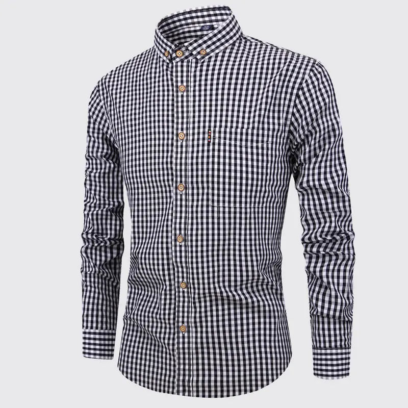 Vintém d'Ouro - Camisa de algodão xadrez elegante