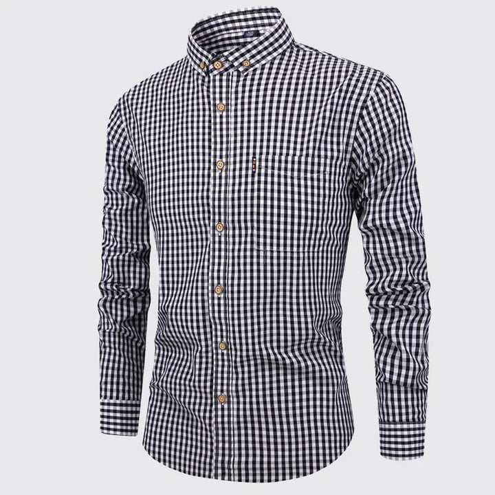 Vintém d'Ouro - Camisa de algodão xadrez elegante