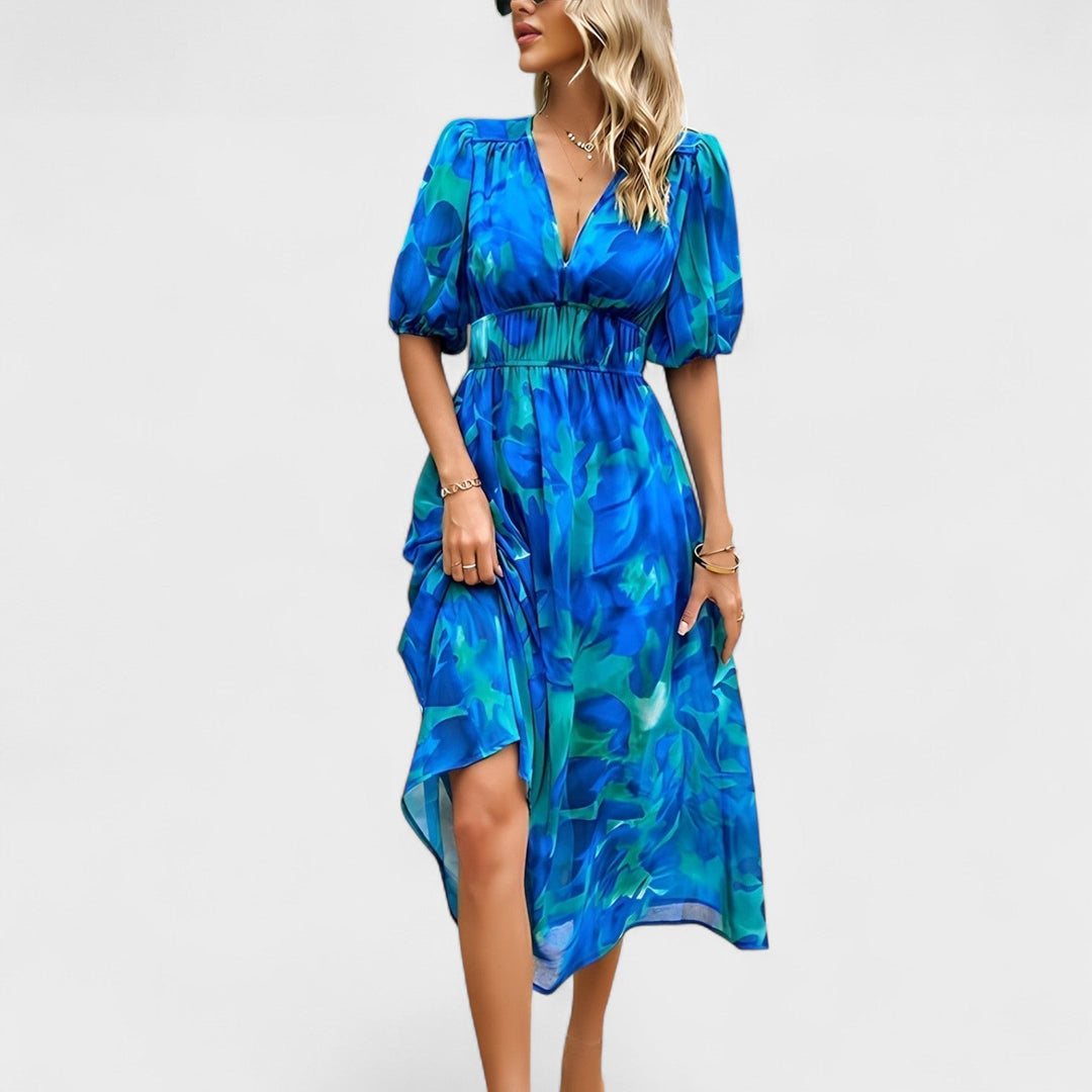 Vintém d'Ouro - Vestido Midi Floral Elegante