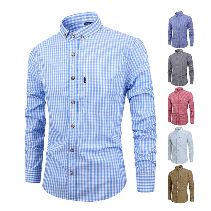 Vintém d'Ouro - Camisa de algodão xadrez elegante