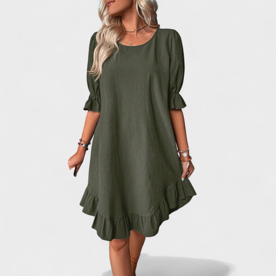 Vintém d'Ouro - Vestido casual com folhos