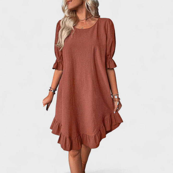 Vintém d'Ouro - Vestido casual com folhos