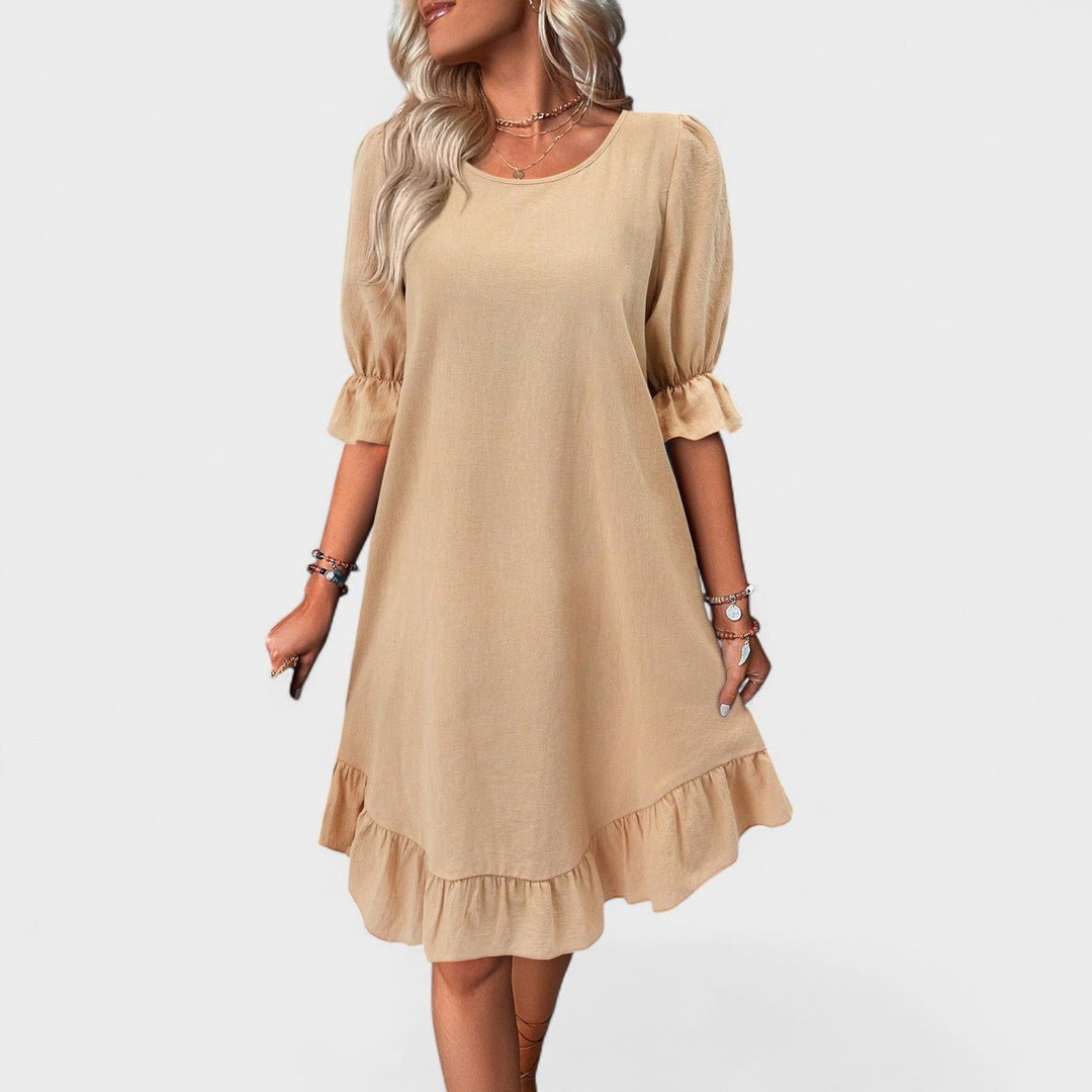 Vintém d'Ouro - Vestido casual com folhos