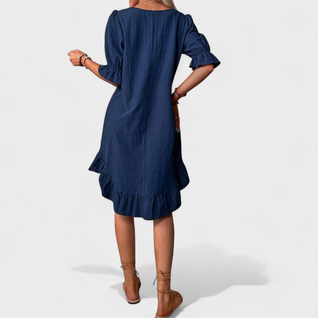 Vintém d'Ouro - Vestido casual com folhos