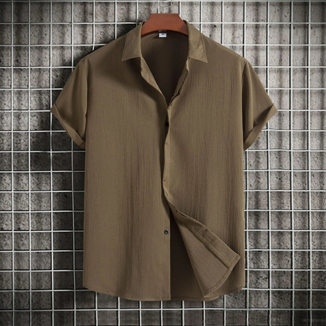 Vintém d'Ouro - Camisa de linho e algodão de manga curta