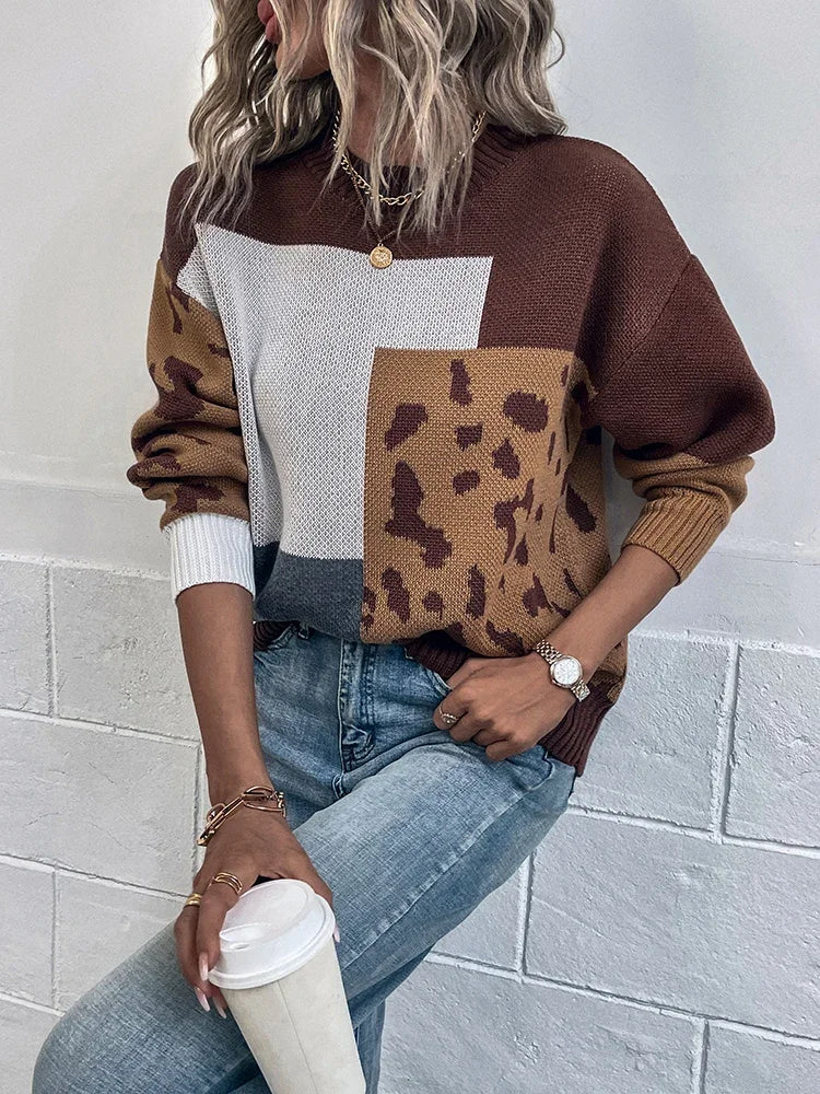 Vintém d'Ouro - Suéter vintage de leopardo em patchwork
