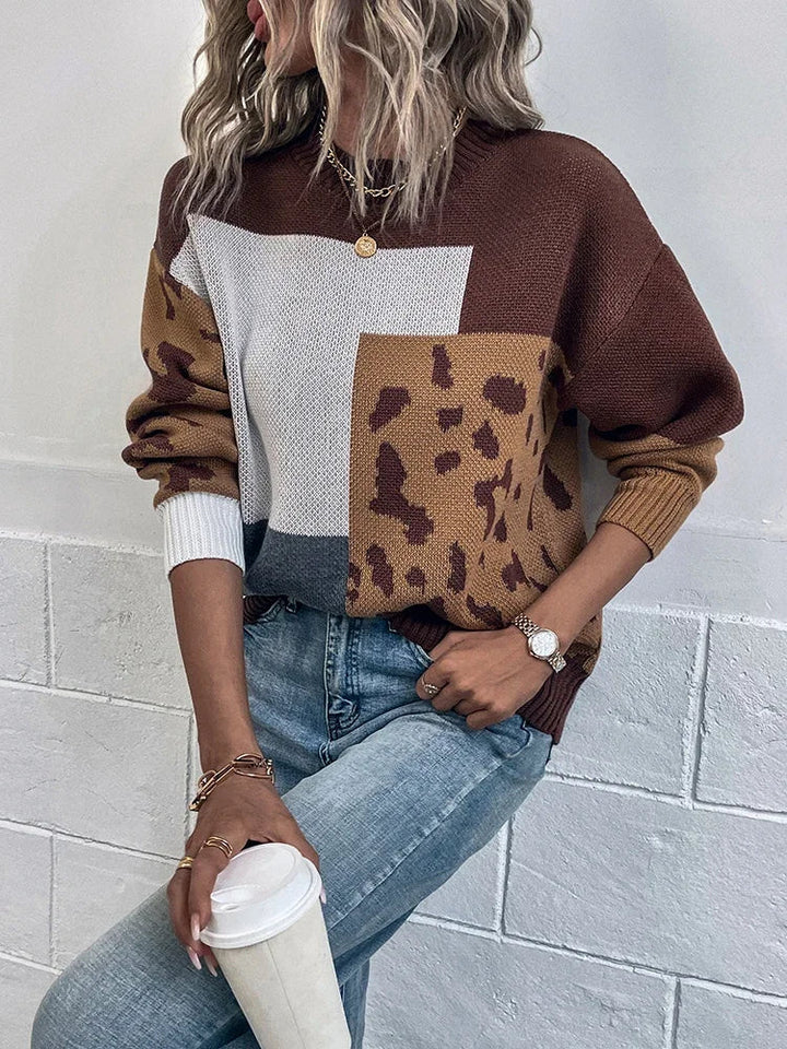 Vintém d'Ouro - Suéter vintage de leopardo em patchwork