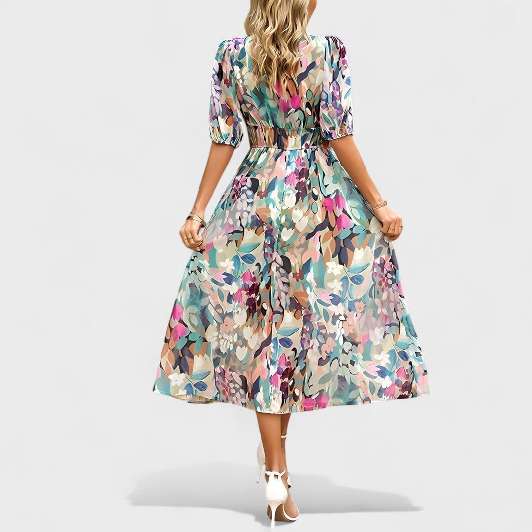 Vintém d'Ouro - Vestido Midi Floral Elegante