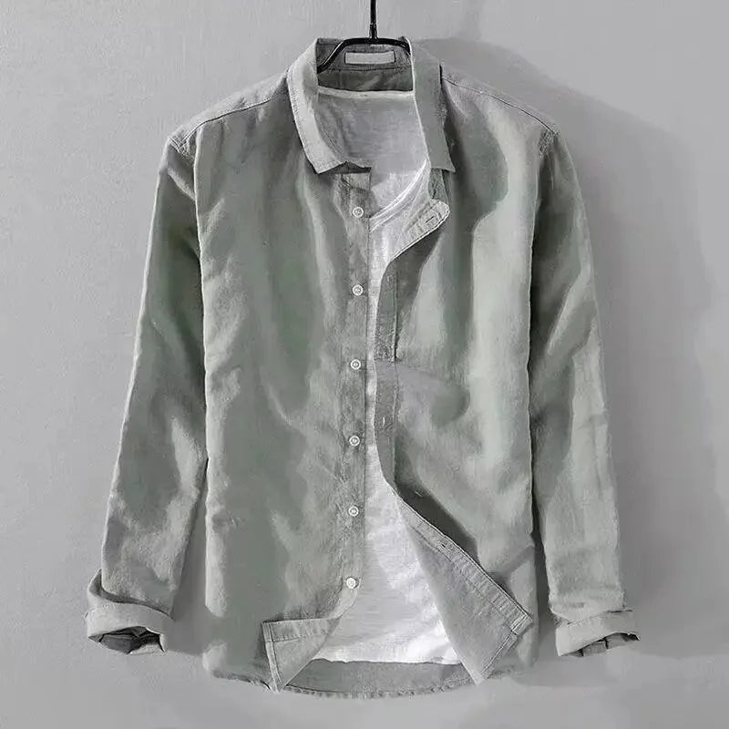 Vintém d'Ouro - Camisa casual de algodão e linho