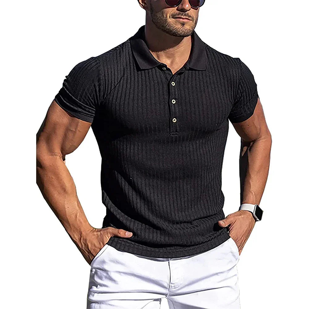 Vintém d'Ouro - Camisa polo com riscas elegantes