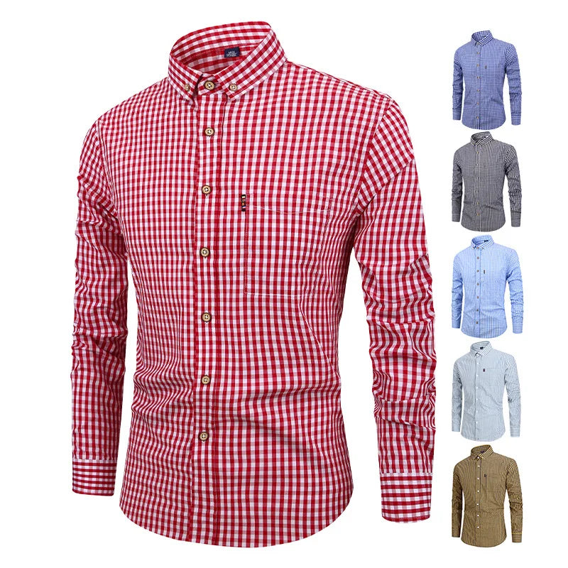 Vintém d'Ouro - Camisa de algodão xadrez elegante