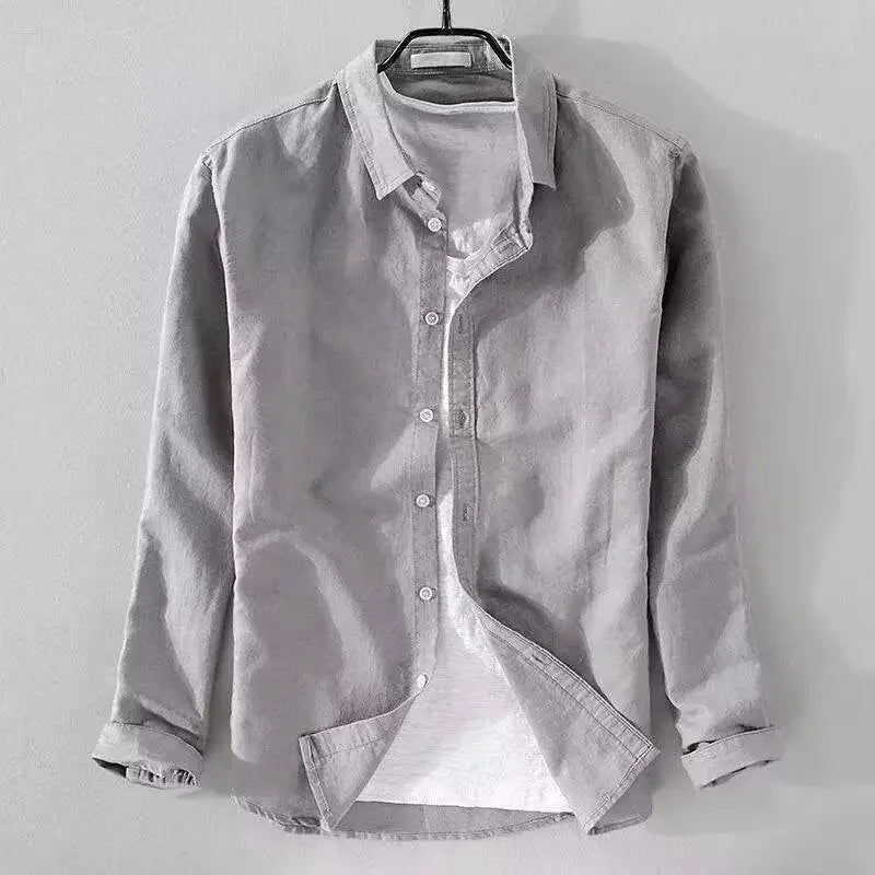 Vintém d'Ouro - Camisa casual de algodão e linho