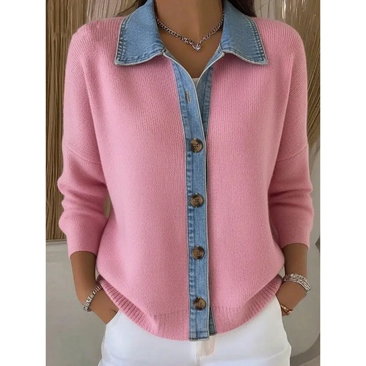 Vintém d'Ouro - Camisola de Malha com Gola de Denim